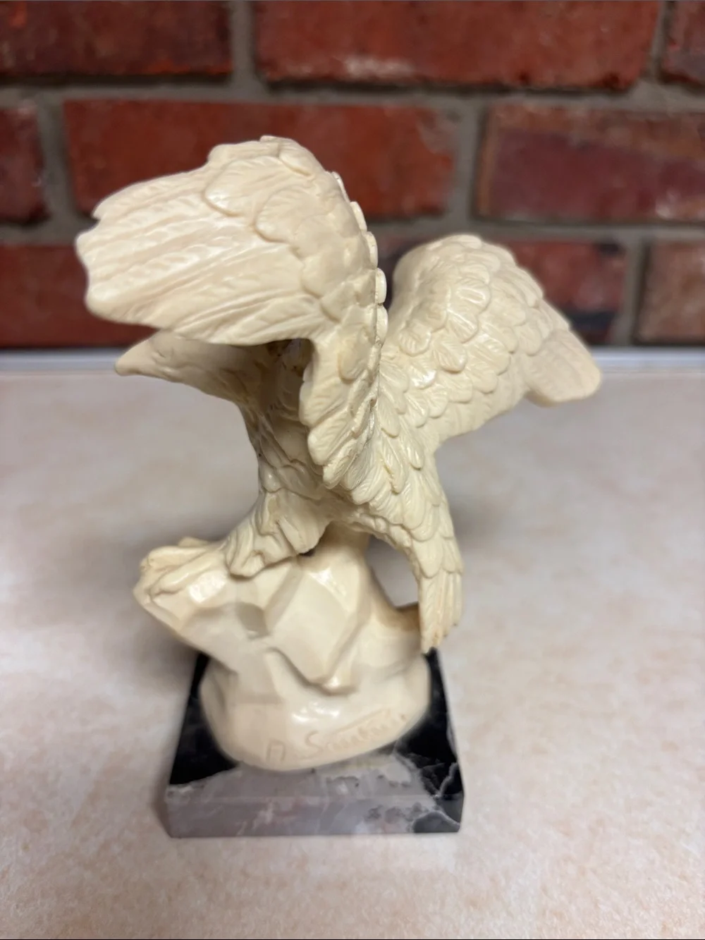 2 Vintage Alabaster Flying Eagle Sculpture Signed By A. Santini